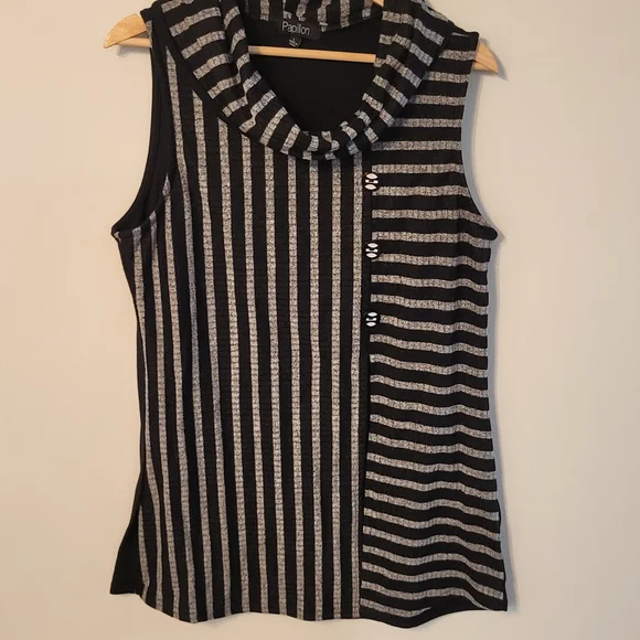 Papillon Blanc Tops Papillon Striped Knit Sweater Sleeveless